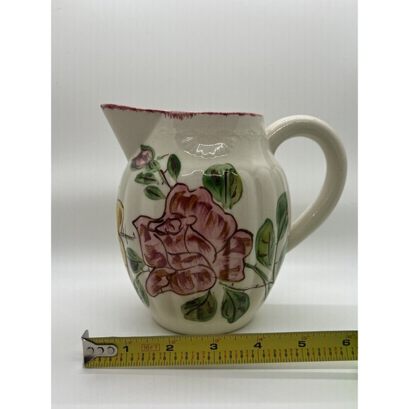 Southern Potteries Blue Ridge Erwin Rose Pitcher, Virginia Style 6 Inch Jug - Picture 14 of 16